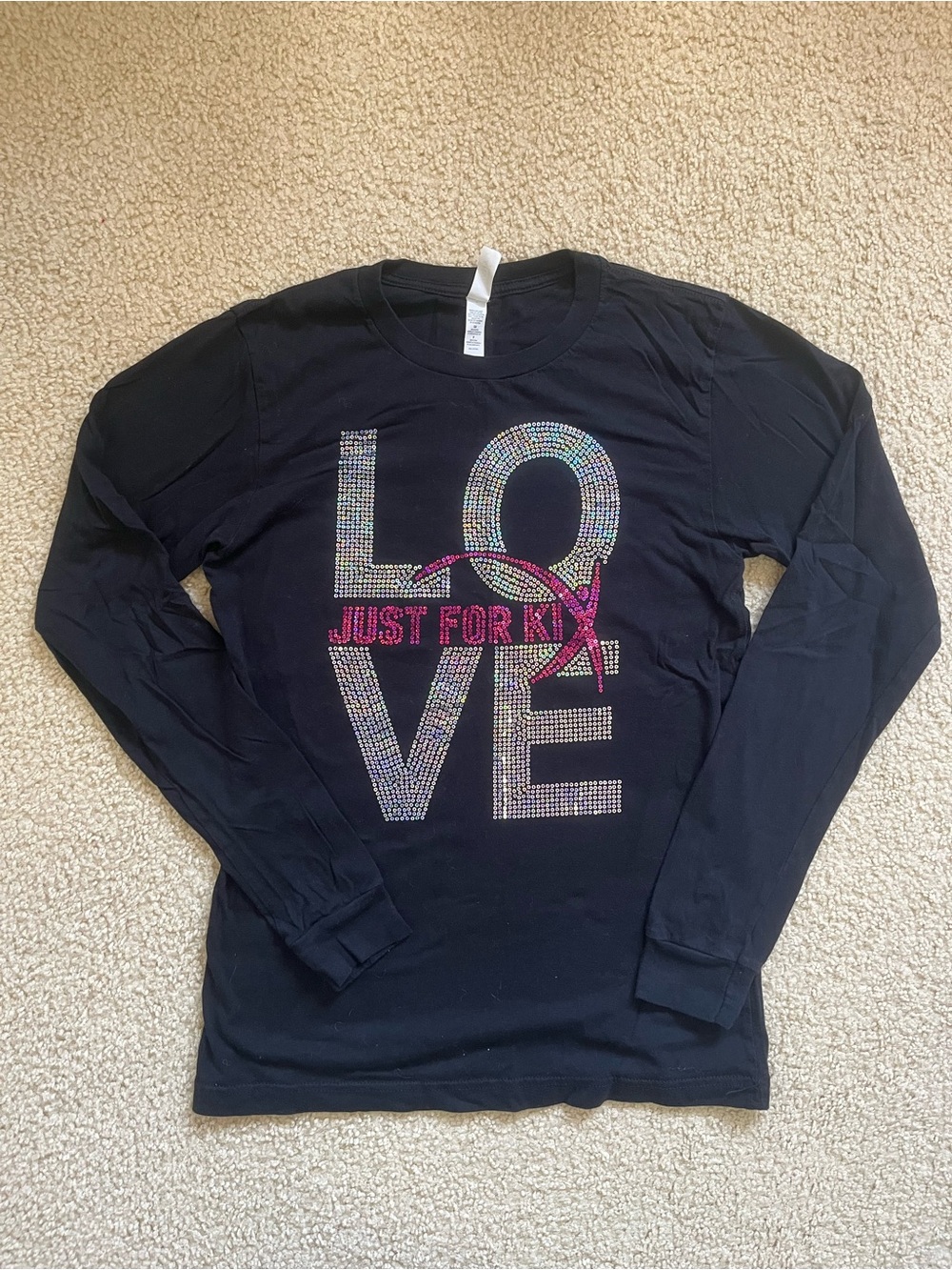 Just for Kix Graphic Dance Sequin LOVE Long Sleeve Shirt - Adult Small
